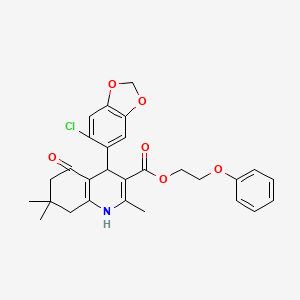 molecular formula C28H28ClNO6 B5123841 2-phenoxyethyl 4-(6-chloro-1,3-benzodioxol-5-yl)-2,7,7-trimethyl-5-oxo-1,4,5,6,7,8-hexahydro-3-quinolinecarboxylate 