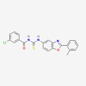 molecular formula C22H16ClN3O2S B5123852 3-chloro-N-({[2-(2-methylphenyl)-1,3-benzoxazol-5-yl]amino}carbonothioyl)benzamide 