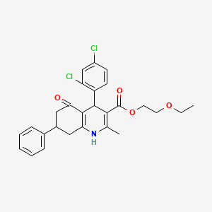 molecular formula C27H27Cl2NO4 B5123876 2-ethoxyethyl 4-(2,4-dichlorophenyl)-2-methyl-5-oxo-7-phenyl-1,4,5,6,7,8-hexahydro-3-quinolinecarboxylate 