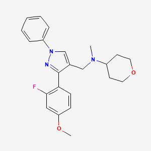 molecular formula C23H26FN3O2 B5123890 N-{[3-(2-fluoro-4-methoxyphenyl)-1-phenyl-1H-pyrazol-4-yl]methyl}-N-methyltetrahydro-2H-pyran-4-amine 