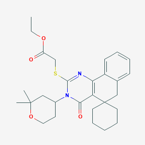 ethyl {[3-(2,2-dimethyltetrahydro-2H-pyran-4-yl)-4-oxo-4,6-dihydro-3H-spiro[benzo[h]quinazoline-5,1'-cyclohexan]-2-yl]thio}acetate