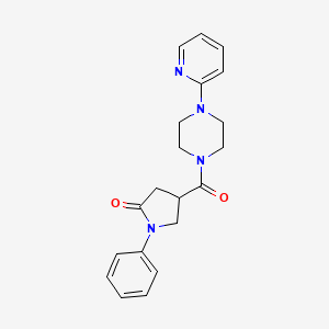 molecular formula C20H22N4O2 B5124258 1-phenyl-4-{[4-(2-pyridinyl)-1-piperazinyl]carbonyl}-2-pyrrolidinone 