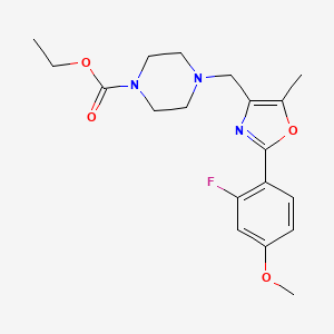 ethyl 4-{[2-(2-fluoro-4-methoxyphenyl)-5-methyl-1,3-oxazol-4-yl]methyl}-1-piperazinecarboxylate