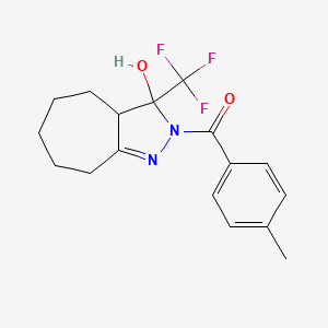 molecular formula C17H19F3N2O2 B5124402 2-(4-methylbenzoyl)-3-(trifluoromethyl)-2,3,3a,4,5,6,7,8-octahydrocyclohepta[c]pyrazol-3-ol 