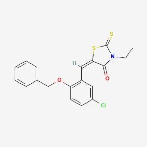 molecular formula C19H16ClNO2S2 B5124424 5-[2-(benzyloxy)-5-chlorobenzylidene]-3-ethyl-2-thioxo-1,3-thiazolidin-4-one 