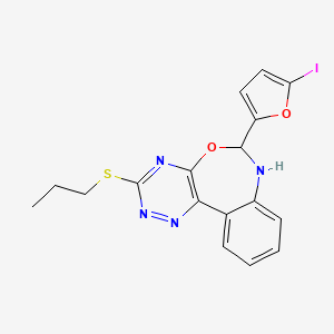 molecular formula C17H15IN4O2S B5124531 6-(5-iodo-2-furyl)-3-(propylthio)-6,7-dihydro[1,2,4]triazino[5,6-d][3,1]benzoxazepine 