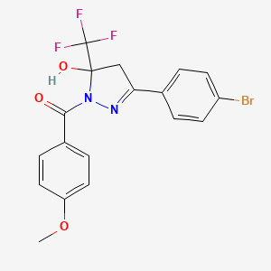 molecular formula C18H14BrF3N2O3 B5124539 3-(4-bromophenyl)-1-(4-methoxybenzoyl)-5-(trifluoromethyl)-4,5-dihydro-1H-pyrazol-5-ol 