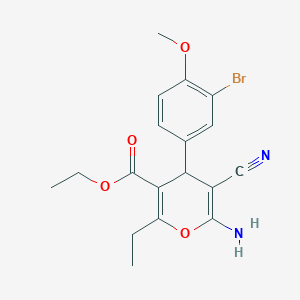 ethyl 6-amino-4-(3-bromo-4-methoxyphenyl)-5-cyano-2-ethyl-4H-pyran-3-carboxylate