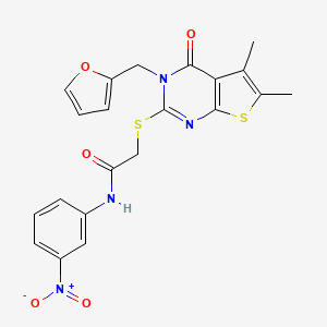 molecular formula C21H18N4O5S2 B5124649 2-{[3-(2-furylmethyl)-5,6-dimethyl-4-oxo-3,4-dihydrothieno[2,3-d]pyrimidin-2-yl]thio}-N-(3-nitrophenyl)acetamide 