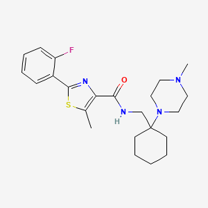 molecular formula C23H31FN4OS B5124661 2-(2-fluorophenyl)-5-methyl-N-{[1-(4-methyl-1-piperazinyl)cyclohexyl]methyl}-1,3-thiazole-4-carboxamide 