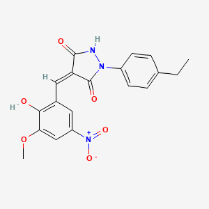 molecular formula C19H17N3O6 B5124674 1-(4-ethylphenyl)-4-(2-hydroxy-3-methoxy-5-nitrobenzylidene)-3,5-pyrazolidinedione 