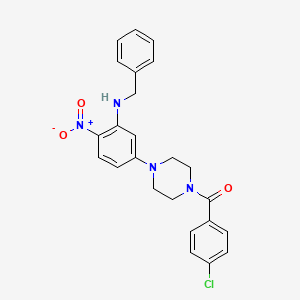 molecular formula C24H23ClN4O3 B5124774 N-benzyl-5-[4-(4-chlorobenzoyl)-1-piperazinyl]-2-nitroaniline 