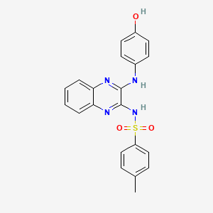 molecular formula C21H18N4O3S B5124778 N-{3-[(4-hydroxyphenyl)amino]-2-quinoxalinyl}-4-methylbenzenesulfonamide 