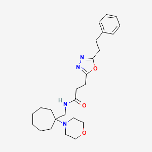 molecular formula C25H36N4O3 B5124779 N-{[1-(4-morpholinyl)cycloheptyl]methyl}-3-[5-(2-phenylethyl)-1,3,4-oxadiazol-2-yl]propanamide 
