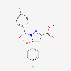 molecular formula C19H17ClN2O4 B5124808 methyl 5-(4-chlorophenyl)-5-hydroxy-1-(4-methylbenzoyl)-4,5-dihydro-1H-pyrazole-3-carboxylate 