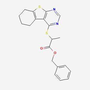 molecular formula C20H20N2O2S2 B5124883 benzyl 2-(5,6,7,8-tetrahydro[1]benzothieno[2,3-d]pyrimidin-4-ylthio)propanoate 