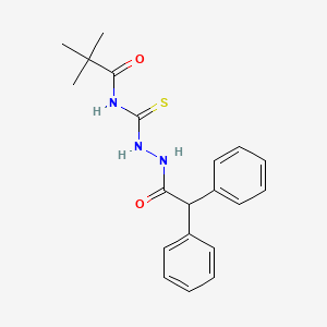 molecular formula C20H23N3O2S B5124920 N-{[2-(diphenylacetyl)hydrazino]carbonothioyl}-2,2-dimethylpropanamide 