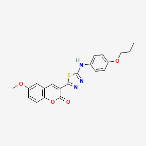 molecular formula C21H19N3O4S B5124926 6-methoxy-3-{5-[(4-propoxyphenyl)amino]-1,3,4-thiadiazol-2-yl}-2H-chromen-2-one 