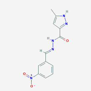 molecular formula C12H11N5O3 B512493 N'-{3-硝基亚苄基}-5-甲基-1H-吡唑-3-甲酰肼 CAS No. 293323-96-3