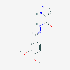molecular formula C13H14N4O3 B512494 N'-(3,4-dimethoxybenzylidene)-1H-pyrazole-3-carbohydrazide CAS No. 300668-49-9
