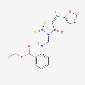 molecular formula C18H16N2O4S2 B5124947 ethyl 2-({[5-(2-furylmethylene)-4-oxo-2-thioxo-1,3-thiazolidin-3-yl]methyl}amino)benzoate 