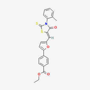 molecular formula C24H19NO4S2 B5125037 ethyl 4-(5-{[3-(2-methylphenyl)-4-oxo-2-thioxo-1,3-thiazolidin-5-ylidene]methyl}-2-furyl)benzoate 