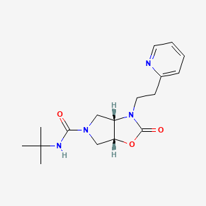 (3aS*,6aR*)-N-(tert-butyl)-2-oxo-3-[2-(2-pyridinyl)ethyl]hexahydro-5H-pyrrolo[3,4-d][1,3]oxazole-5-carboxamide