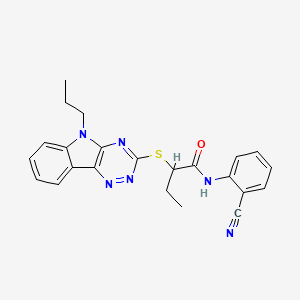 molecular formula C23H22N6OS B5125077 N-(2-cyanophenyl)-2-[(5-propyl-5H-[1,2,4]triazino[5,6-b]indol-3-yl)thio]butanamide 