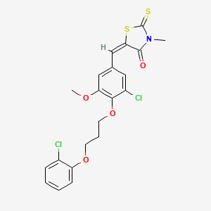 molecular formula C21H19Cl2NO4S2 B5125092 5-{3-chloro-4-[3-(2-chlorophenoxy)propoxy]-5-methoxybenzylidene}-3-methyl-2-thioxo-1,3-thiazolidin-4-one 