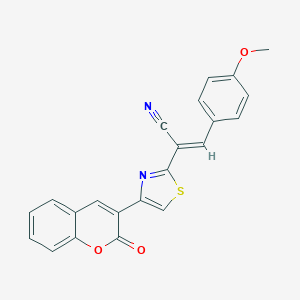 molecular formula C22H14N2O3S B512510 3-(4-methoxyphenyl)-2-[4-(2-oxo-2H-chromen-3-yl)-1,3-thiazol-2-yl]acrylonitrile CAS No. 210287-77-7
