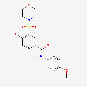 molecular formula C18H19FN2O5S B5125133 4-fluoro-N-(4-methoxyphenyl)-3-(4-morpholinylsulfonyl)benzamide 