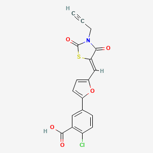 molecular formula C18H10ClNO5S B5125241 2-chloro-5-(5-{[2,4-dioxo-3-(2-propyn-1-yl)-1,3-thiazolidin-5-ylidene]methyl}-2-furyl)benzoic acid 