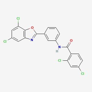 molecular formula C20H10Cl4N2O2 B5125248 2,4-dichloro-N-[3-(5,7-dichloro-1,3-benzoxazol-2-yl)phenyl]benzamide 