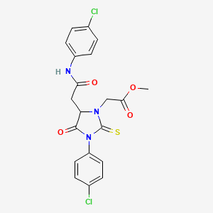 molecular formula C20H17Cl2N3O4S B5125270 methyl (3-(4-chlorophenyl)-5-{2-[(4-chlorophenyl)amino]-2-oxoethyl}-4-oxo-2-thioxo-1-imidazolidinyl)acetate 