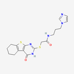 molecular formula C18H21N5O2S2 B5125367 N-[3-(1H-imidazol-1-yl)propyl]-2-[(4-oxo-3,4,5,6,7,8-hexahydro[1]benzothieno[2,3-d]pyrimidin-2-yl)thio]acetamide 