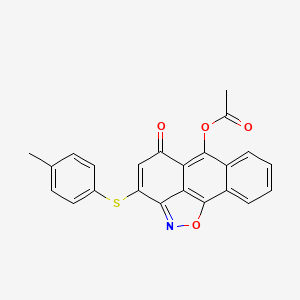molecular formula C23H15NO4S B5125374 3-[(4-methylphenyl)thio]-5-oxo-5H-anthra[1,9-cd]isoxazol-6-yl acetate 