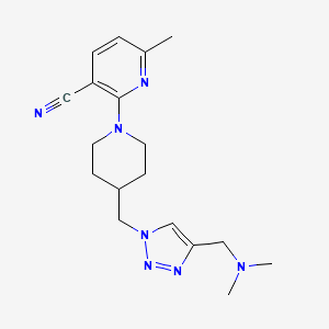 molecular formula C18H25N7 B5125454 2-[4-({4-[(dimethylamino)methyl]-1H-1,2,3-triazol-1-yl}methyl)-1-piperidinyl]-6-methylnicotinonitrile bis(trifluoroacetate) 
