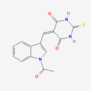 molecular formula C15H11N3O3S B5125510 5-[(1-acetyl-1H-indol-3-yl)methylene]-2-thioxodihydro-4,6(1H,5H)-pyrimidinedione 