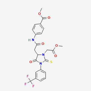 methyl 4-[({3-(2-methoxy-2-oxoethyl)-5-oxo-2-thioxo-1-[3-(trifluoromethyl)phenyl]-4-imidazolidinyl}acetyl)amino]benzoate