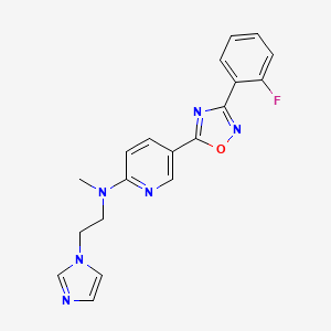 molecular formula C19H17FN6O B5125595 5-[3-(2-fluorophenyl)-1,2,4-oxadiazol-5-yl]-N-[2-(1H-imidazol-1-yl)ethyl]-N-methyl-2-pyridinamine 