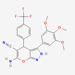 molecular formula C23H19F3N4O4 B5125611 6-amino-4-[4-(trifluoromethyl)phenyl]-3-(3,4,5-trimethoxyphenyl)-1,4-dihydropyrano[2,3-c]pyrazole-5-carbonitrile 