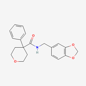 molecular formula C20H21NO4 B5125656 N-(1,3-benzodioxol-5-ylmethyl)-4-phenyltetrahydro-2H-pyran-4-carboxamide 