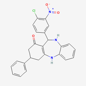 molecular formula C25H20ClN3O3 B5125662 11-(4-chloro-3-nitrophenyl)-3-phenyl-2,3,4,5,10,11-hexahydro-1H-dibenzo[b,e][1,4]diazepin-1-one 
