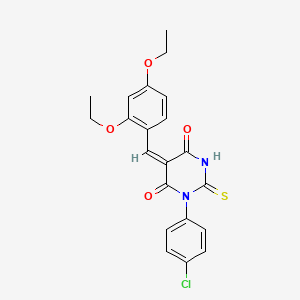molecular formula C21H19ClN2O4S B5125777 1-(4-chlorophenyl)-5-(2,4-diethoxybenzylidene)-2-thioxodihydro-4,6(1H,5H)-pyrimidinedione 