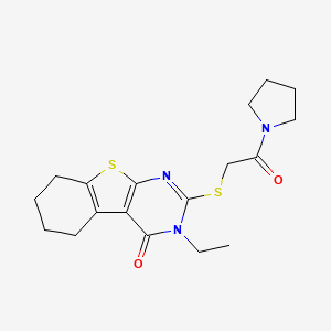 molecular formula C18H23N3O2S2 B5125799 3-ethyl-2-{[2-oxo-2-(1-pyrrolidinyl)ethyl]thio}-5,6,7,8-tetrahydro[1]benzothieno[2,3-d]pyrimidin-4(3H)-one 