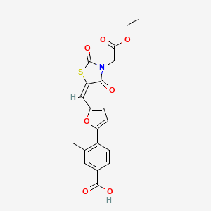 molecular formula C20H17NO7S B5125808 4-(5-{[3-(2-ethoxy-2-oxoethyl)-2,4-dioxo-1,3-thiazolidin-5-ylidene]methyl}-2-furyl)-3-methylbenzoic acid 