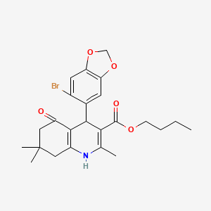 molecular formula C24H28BrNO5 B5125848 butyl 4-(6-bromo-1,3-benzodioxol-5-yl)-2,7,7-trimethyl-5-oxo-1,4,5,6,7,8-hexahydro-3-quinolinecarboxylate 
