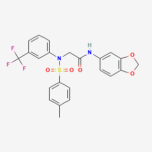 molecular formula C23H19F3N2O5S B5125866 N~1~-1,3-benzodioxol-5-yl-N~2~-[(4-methylphenyl)sulfonyl]-N~2~-[3-(trifluoromethyl)phenyl]glycinamide 