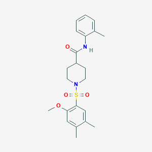 molecular formula C22H28N2O4S B5125915 1-[(2-methoxy-4,5-dimethylphenyl)sulfonyl]-N-(2-methylphenyl)-4-piperidinecarboxamide 