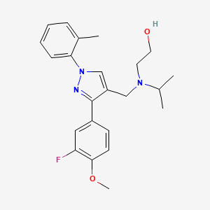 molecular formula C23H28FN3O2 B5126007 2-[{[3-(3-fluoro-4-methoxyphenyl)-1-(2-methylphenyl)-1H-pyrazol-4-yl]methyl}(isopropyl)amino]ethanol 